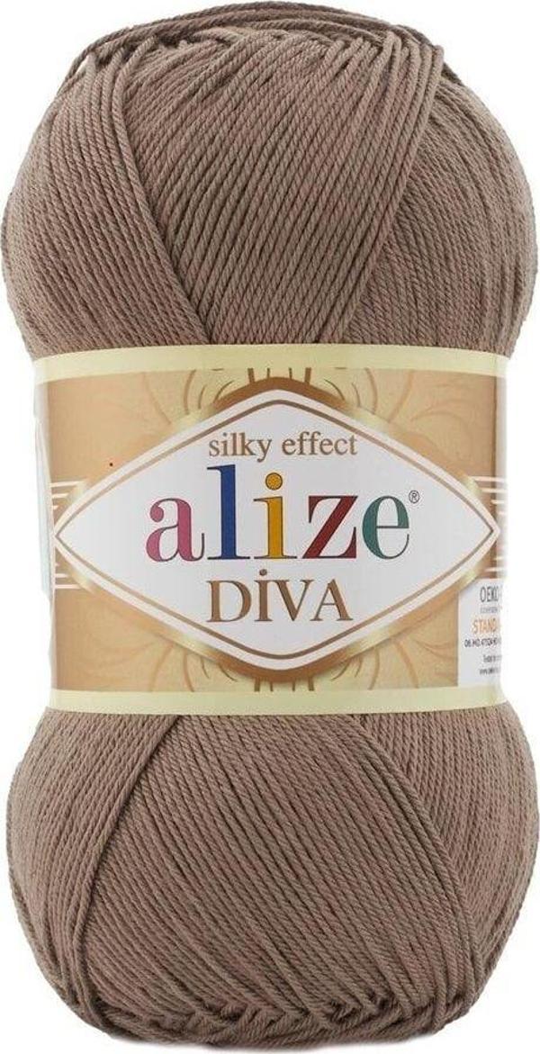 Alize 5 Adet Diva Merserize İp Yazlık Bikini Bustiyer Bluz Örgü İpi 688 Sütlü Kahve - Image 1