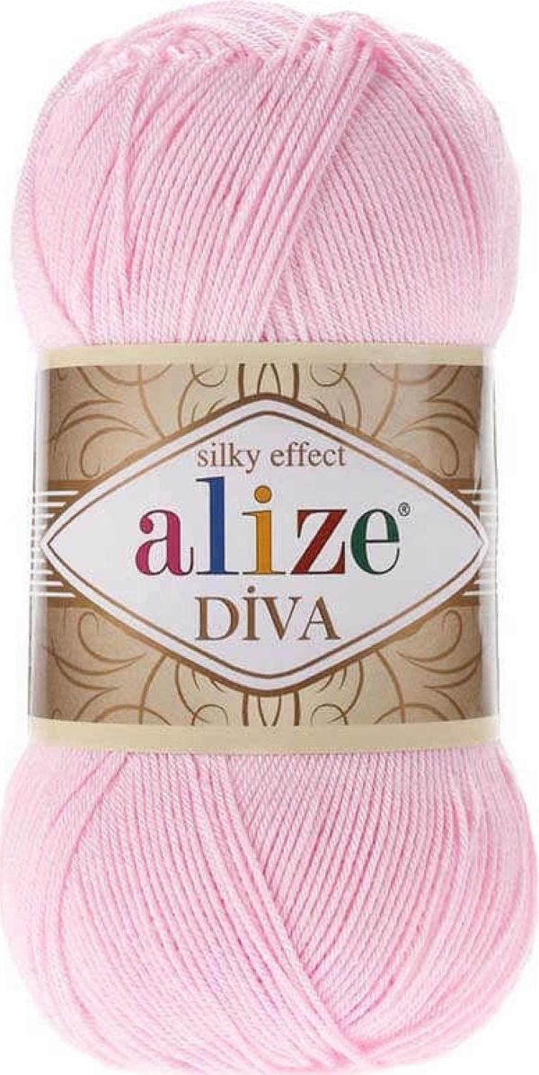 Alize 5 Adet Diva Merserize İp Yazlık Bikini Bustiyer Bluz Örgü İpi Bebek Pembesi 185 - Image 1