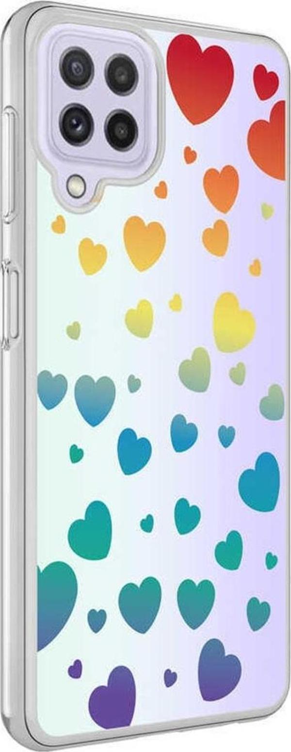 Coverzone Galaxy A22 4g Ile Uyumlu Kılıf Parlayan Fosfor Yüzeyli Desenli Kapak Heart - Image 1