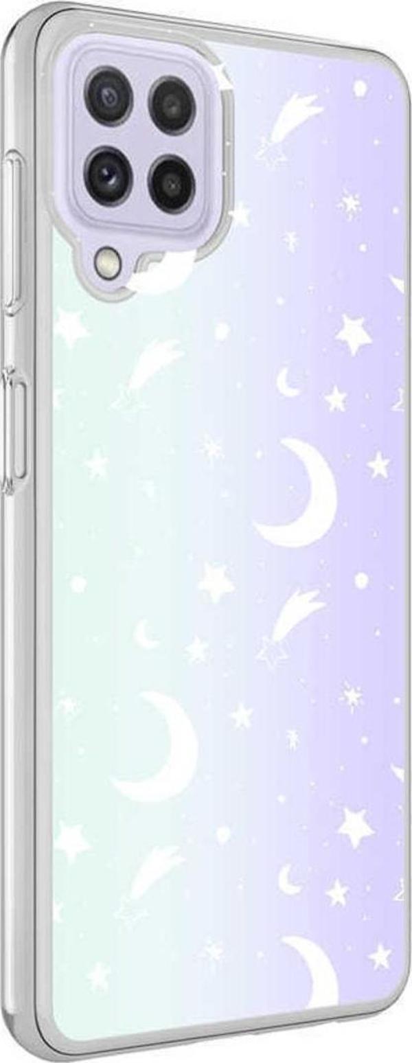 Coverzone Galaxy A22 4g Ile Uyumlu Kılıf Parlayan Fosfor Yüzeyli Desenli Kapak Moon - Image 1