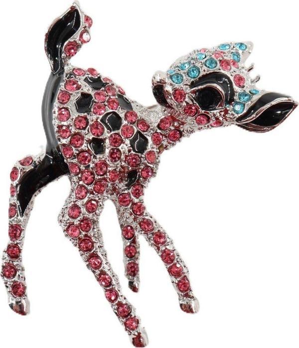 Yavru ceylan broş. Yaka iğnesi ceylan broş. Zirkon taşlı ceylan broş. Kadın broş. Ceylan broş broş. - Image 1