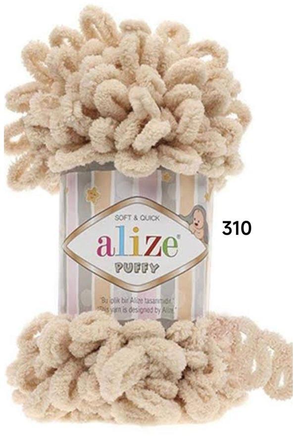 Alize Puffy El Örgü İpliği 5 Li Paket - 310 Bal Köpüğü - 100 Gram 9 Metre Parmak Örgü İpi - Image 1