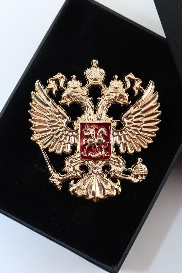 Gold çift başlı kartal broş. Yaka iğnesi kartal broş. Erkek broş. Kadın broş. Çift başlı kartal broş - Image 1