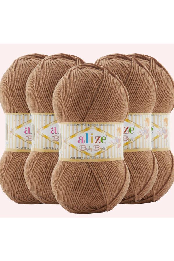 Alize Baby Best 5 Adet Bebe İpi %10 Bambu Antipiling 824 Camel - Image 1