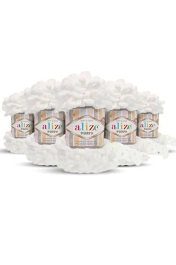Alize Pufy Ip Kod 55 Beyaz 5 Li Paket - Image 1
