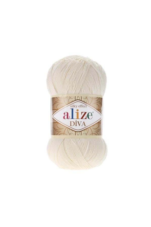 Alize Silky Effect Diva El Örgü Ipi Yumak Açık Krem 62 - Image 1