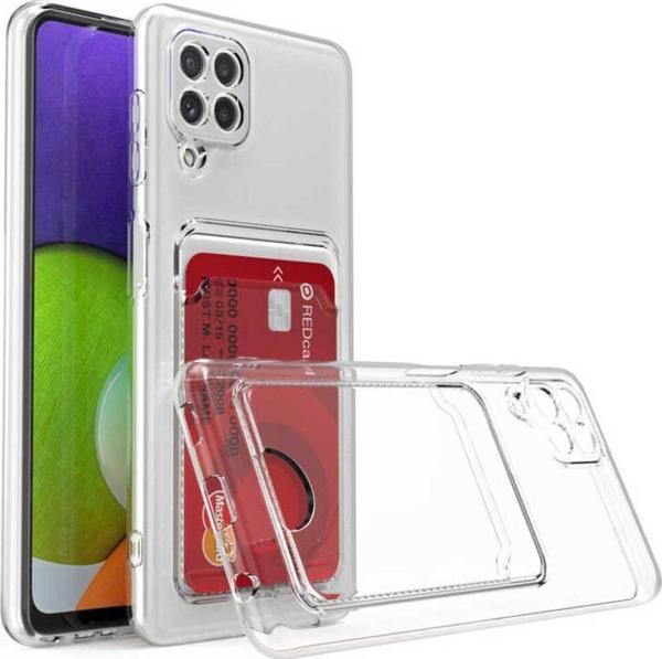Coverzone Galaxy A22 4G ile uyumlu Kılıf Şeffaf ve Pürüzsüz Kartlıklı Şeffaf Z-Setra Clear Silikon Kapak - Image 1