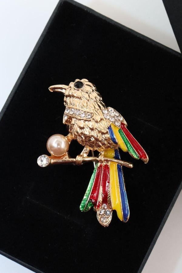 Gold kanarya broş. Yaka iğnesi kanarya broş. Taşlı kanarya broş. Erkek broş kadın broş. Kanarya broş - Image 1