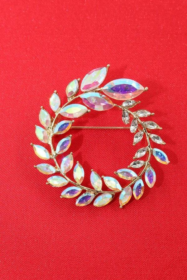 Zeytin Dalı Çelenk Broş. Yaka Iğnesi Broş. Taşlı Broş. Kadın Broş. Erkek Broş. Gold Zeytin Dalı Broş - Image 1