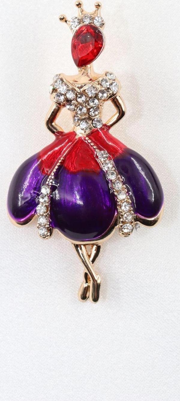 Kraliçe Broş. Kadın Yaka Iğnesi Broş. Kraliçe Taşlı Broş. Kadın Broş. Gold Broş. - Image 1