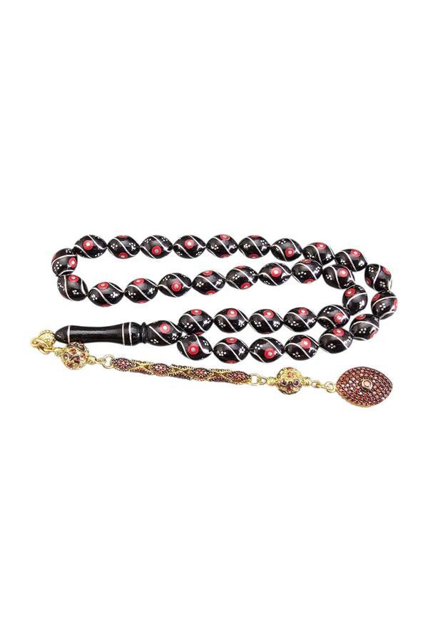 Leblebi Tesbih Diamond Gümüş Püsküllü Oltu Taşı Tesbih Lt1392 - Image 1