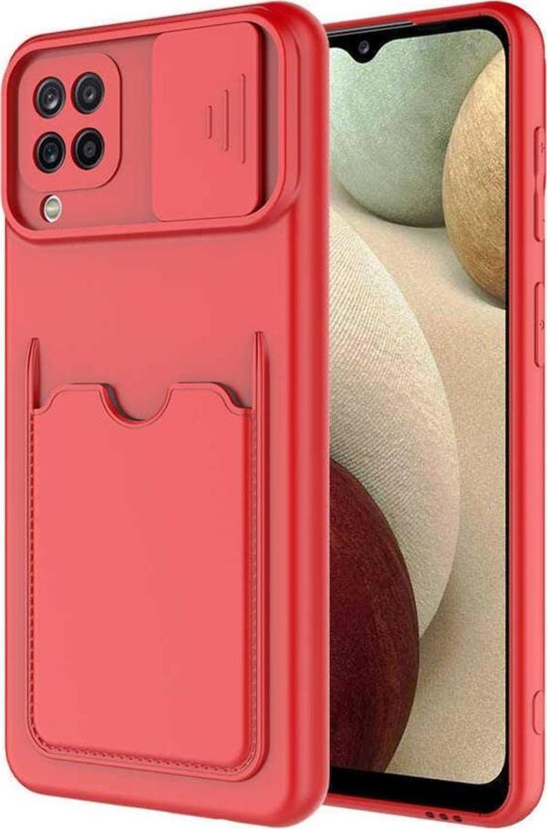 Coverzone Galaxy A22 4g Kılıf Kamera Korumalı Ve Kart Gözlü Artiks Kapak Kırmızı - Image 1