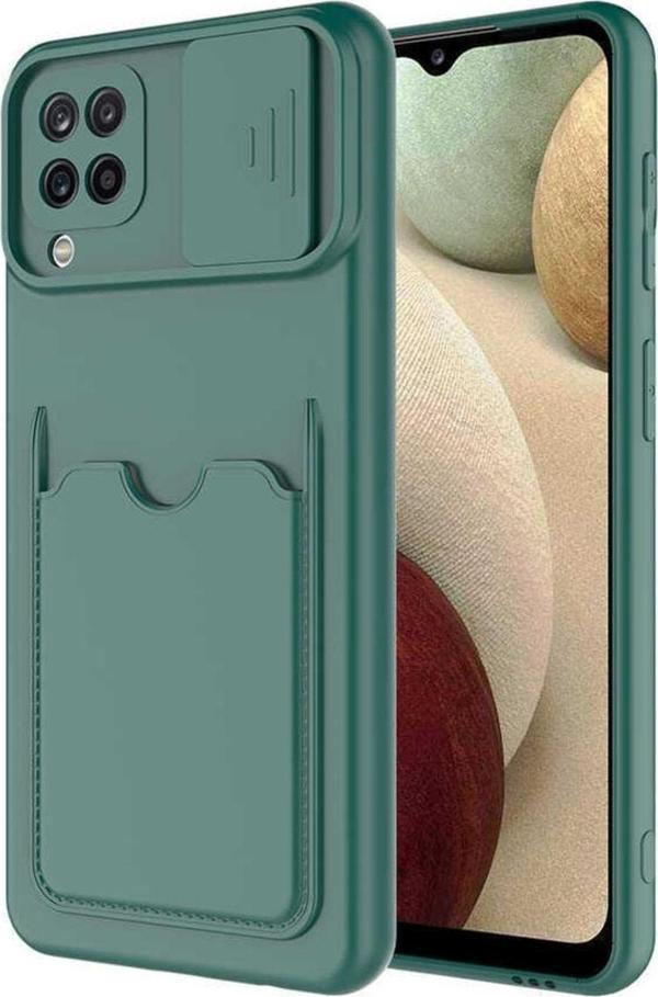 Coverzone Galaxy A22 4g Kılıf Kamera Korumalı Ve Kart Gözlü Artiks Kapak Koyu Yeşil - Image 1