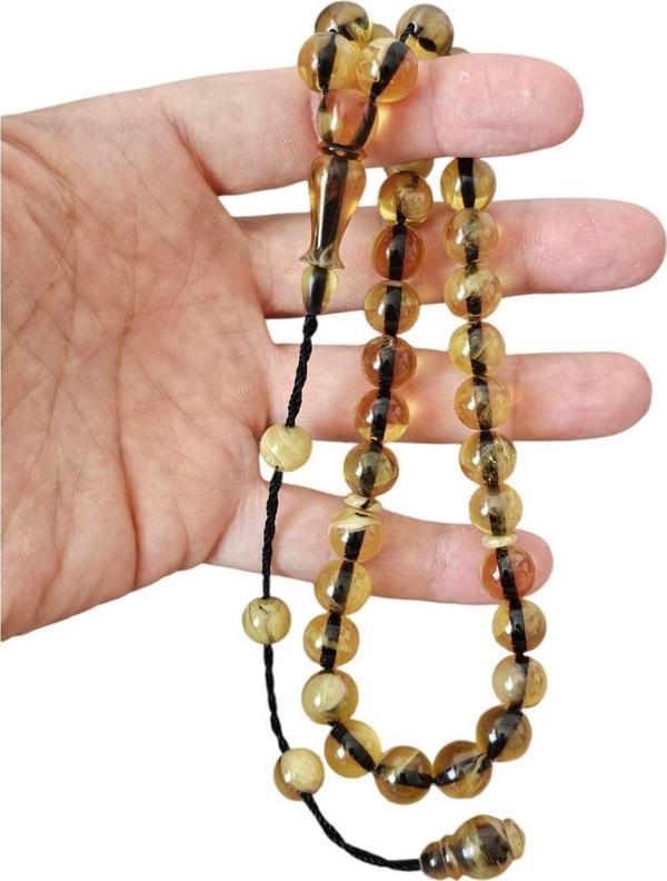 Leblebi Tesbih Osmanlı Benzetme Sıkma Kehribar Tesbih Lt1227 - Image 1