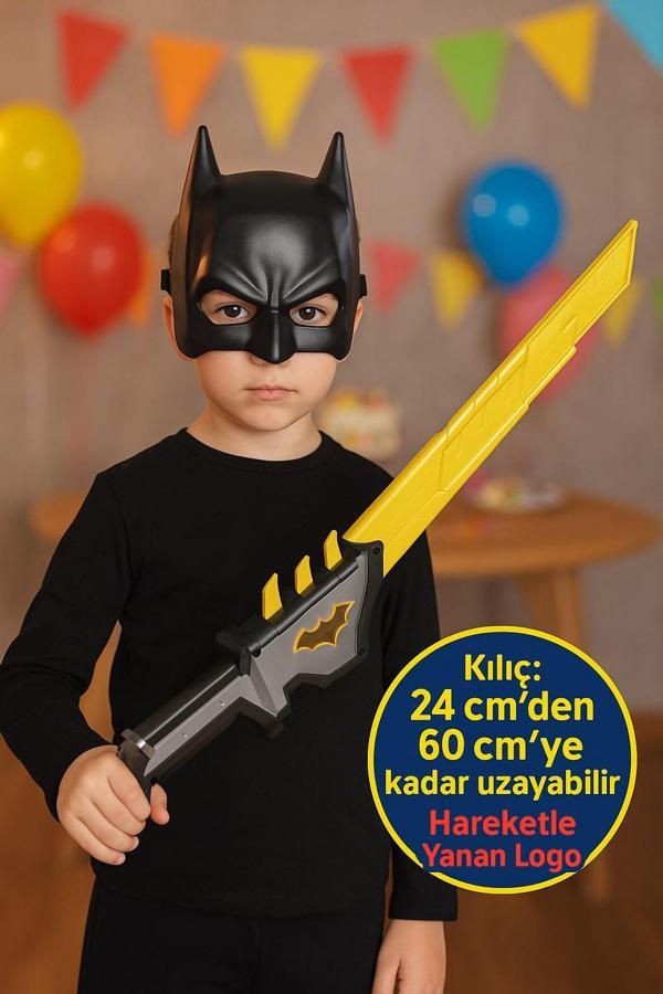 Batman Uzayan Işıklı Kılıç & Maske Seti – Hareket Sensörlü Hareketle Yanan Logo 60 cm DC Lisanslı - Image 1