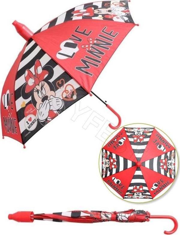 Minnie Mouse Love Minnie PVC Koruma Kılıflı Çocuk Şemsiyesi - 3 - 12 Yaş Arası Çap : 85 cm - Image 1