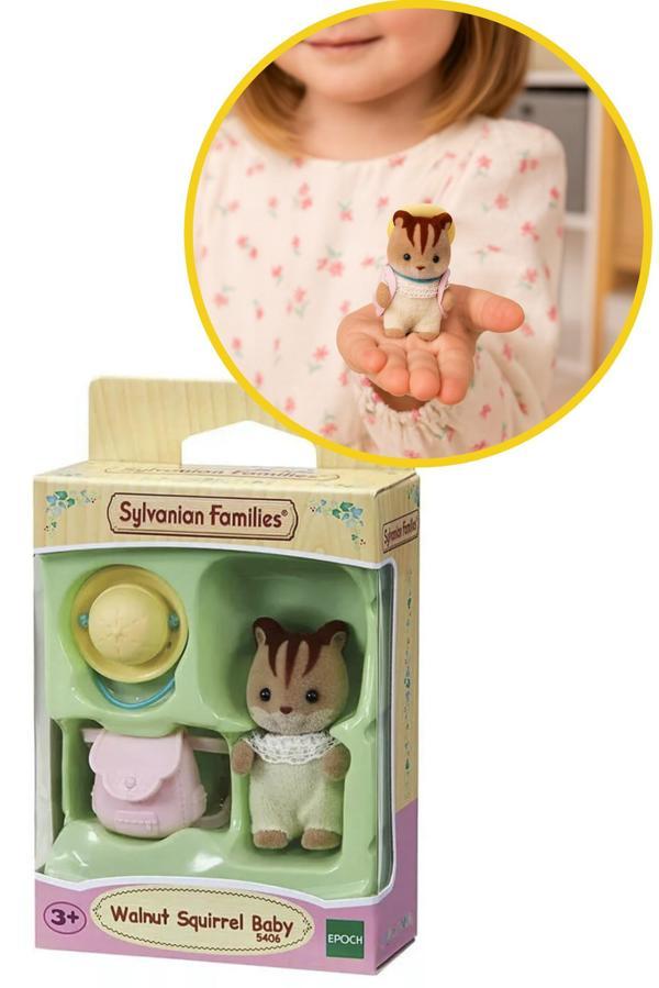 Sylvanian Families Sincap Walnut Squirrel Baby Figür Ceviz Sincabı + Şapka & Çanta Seti - 4/5 CM - Image 1