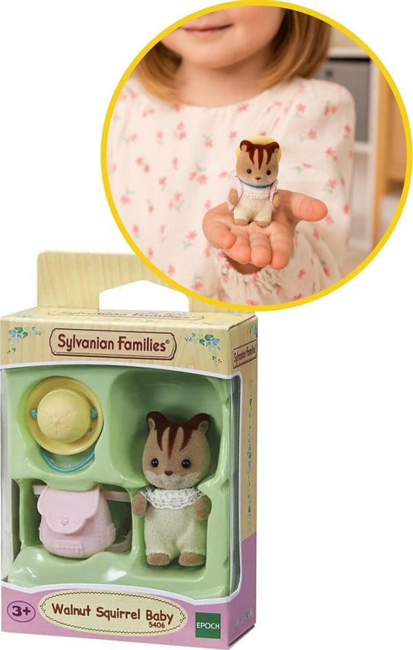 Sylvanian Families Sincap Walnut Squirrel Baby Figür Ceviz Sincabı + Şapka & Çanta Seti - 4/5 CM - Image 1