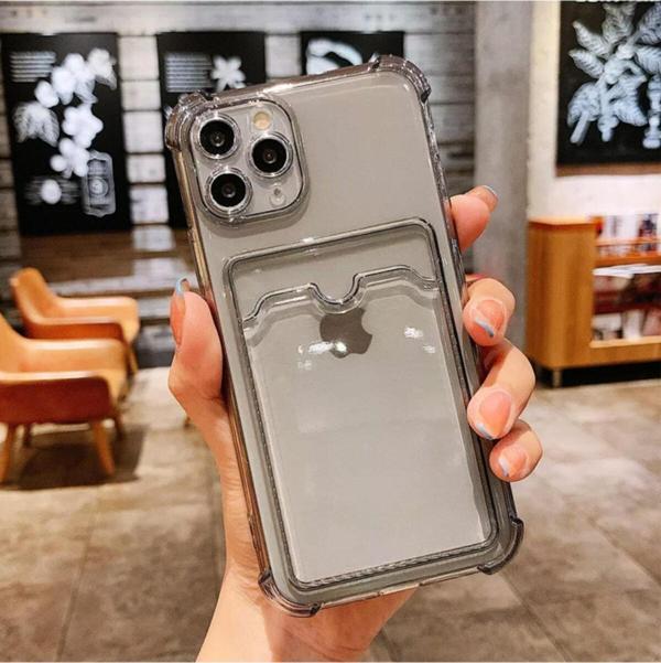 Coverzone Galaxy A32 4g Kılıf Kart Gözlü Antishock Köşeli Kamera Korumalı Cardcase Silikon Antrasit Siyah - Image 1