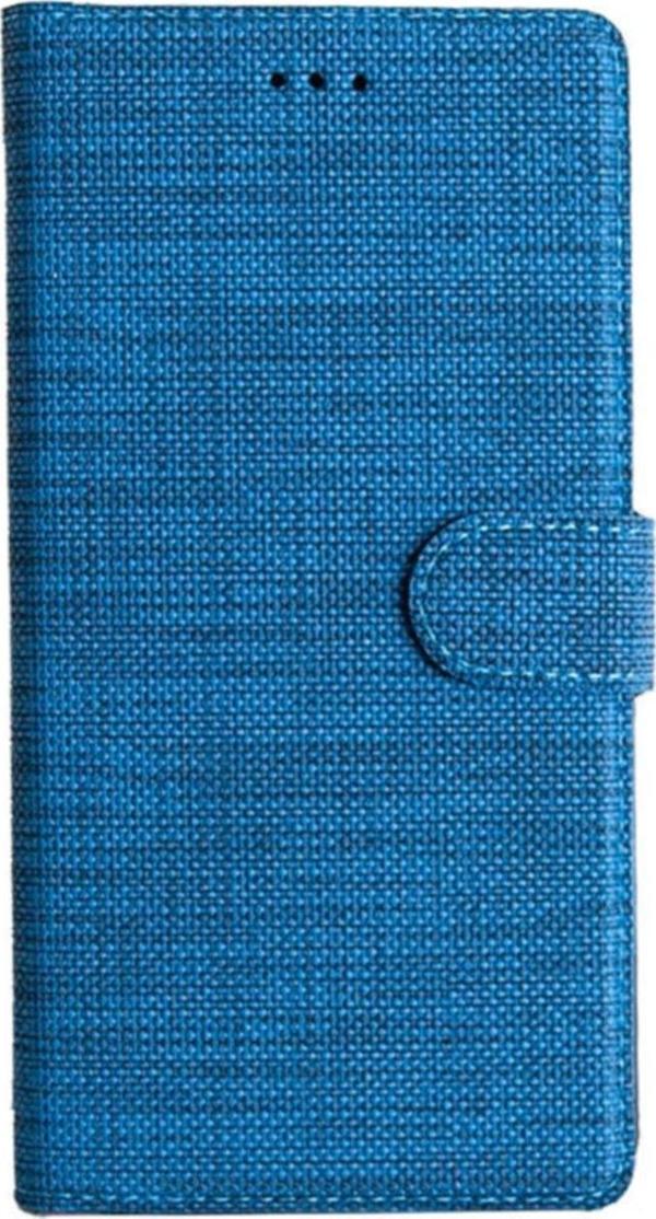 Coverzone Galaxy A32 4g Uyumlu Standlı Kartvizitli ve Para Gözlü Kumaş Desen Cüzdan Kılıf Lacivert - Image 1