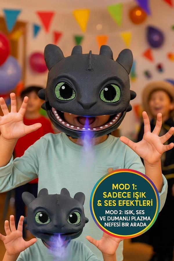 Ejderhanı Nasıl Eğitirsin Toothless Işıklı Sesli Plazma Nefesli Çocuk Maskesi 38 cm - Image 1