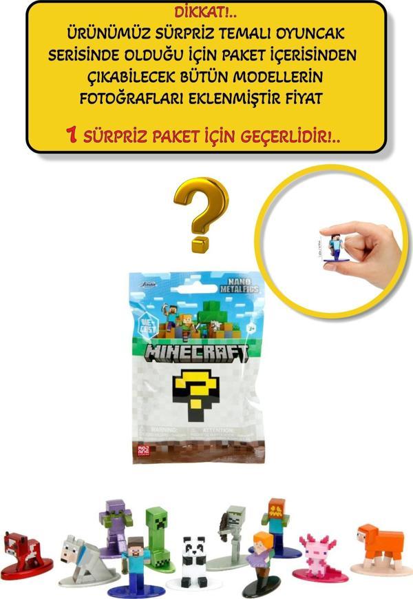 Minecraft Nano Metalfigs Sürpriz Paket– 13 Farklı Figürden 1’i (Steve Alex Creeper Panda Axolotl vb) - Image 1