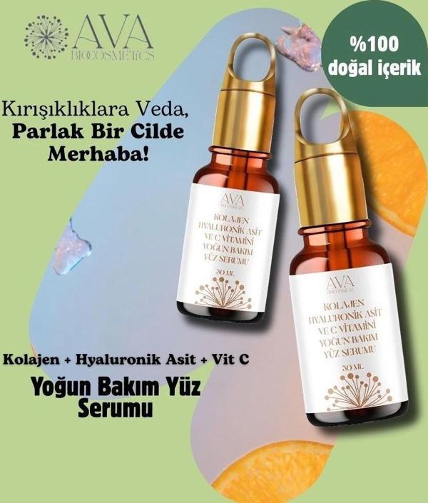 Kolajen Peptit+ Hyaluronik Asit + Vit C Yoğun Bakım Yüz Serumu - Image 1