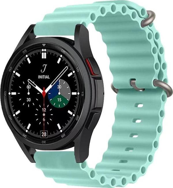 Coverzone Amazfit Gtr Ile Uyumlu 42mm Quintessential Kabartmalı Metal Tokalı Kordon Turkuaz - Image 1