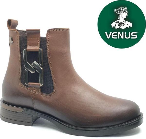 Venüs Apricus Hakiki Deri Düz Kaymaz Taban Ortopedik Kadın Bot - Image 1