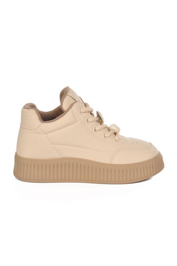 Bej İçi Polarlı Soğuğa Dayanıklı Kadın Sneaker 25K419-1 Z - Image 1