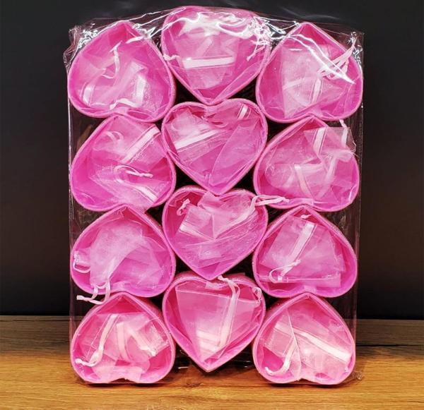 Büro Ev Ofis Banyo Düzeni için Kalpli Pembe Tül Kese - Image 1