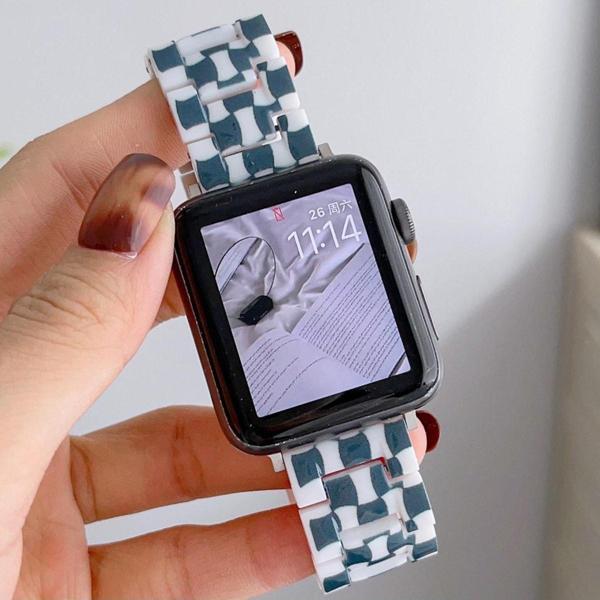 Coverzone Apple Watch 3 Ile Uyumlu Metal Toka Tasarımlı 42-44mm Double Color Desenli Kordon Mavi-beyaz - Image 1
