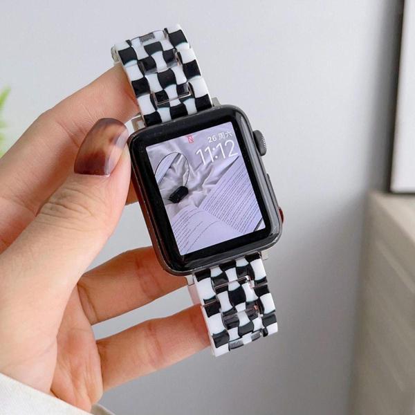 Coverzone Apple Watch 3 Ile Uyumlu Metal Toka Tasarımlı 42-44mm Double Color Desenli Kordon Siyah-beyaz - Image 1
