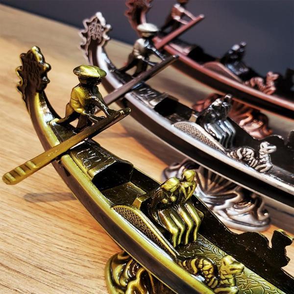 Büro Ev Ofis Hediyesi için Dekoratif Metal Yapım Venedik Kayık Biblosu - Image 1