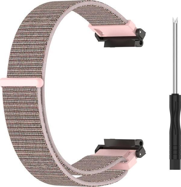 Coverzone Amazfit T-rex 2 Ile Uyumlu Kordon Hasır Örgülü Kaliteli Inpamally Yedek Saat Kayış Rosegold - Image 1