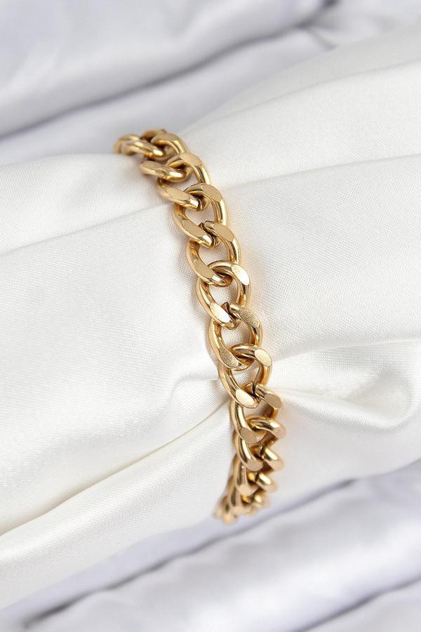 Klasik Kalın Zincir Model Gold Renk Kadın Bileklik - EBJ250816W37534 - Image 1