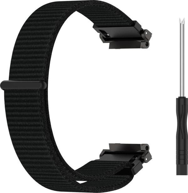 Coverzone Amazfit T-rex 2 Ile Uyumlu Kordon Hasır Örgülü Kaliteli Inpamally Yedek Saat Kayış Siyah - Image 1