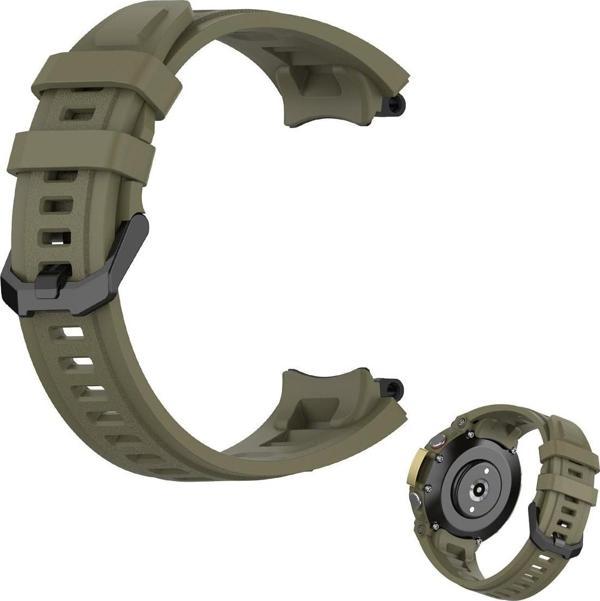 Coverzone Amazfit T-rex 2 Ile Uyumlu Solitude Spor Profesyonel Silikon Kordon Asker Yeşil - Image 1