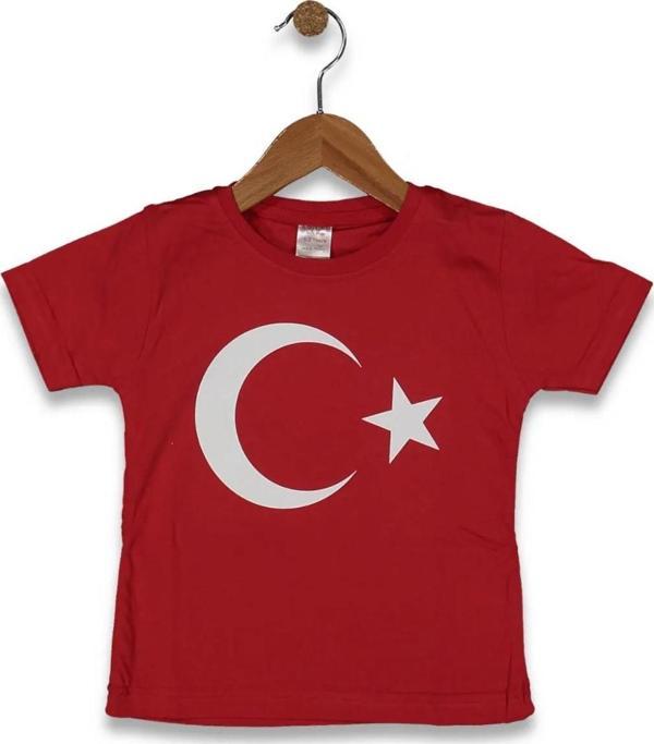 DİJİTAL AYYILDIZ BASKILI TSHIRT KIRMIZI - Image 1