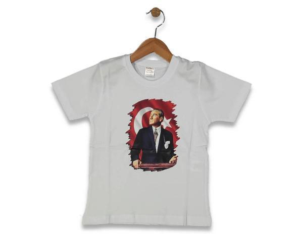 DİJİTAL ATATÜRK BASKILI TSHIRT BEYAZ - Image 1