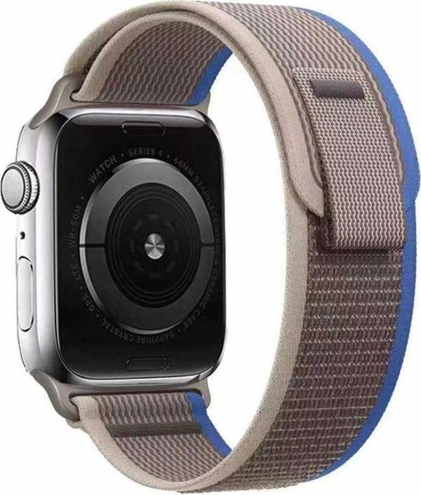 Coverzone Apple Watch 4 Ile Uyumlu 42-44mm Kayış Hasır Örgülü First Color Efflorescence Hasır Kordon Gri-mavi - Image 1