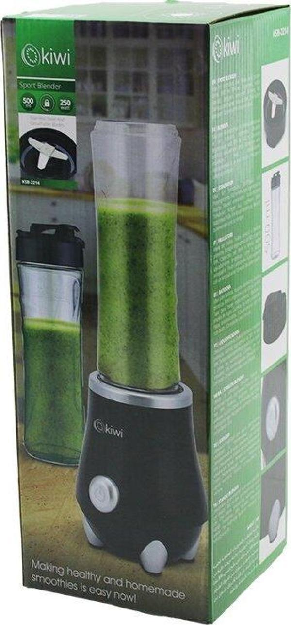 KİWİ KSB-2214 STANDLI BLENDER 250W 500MLPASLANMAZ ÇELİK BIÇAK 2İN1 ŞİŞE=BLENDER HAZNE- MATARA=TAŞIMA KULPLU (2818) - Image 1