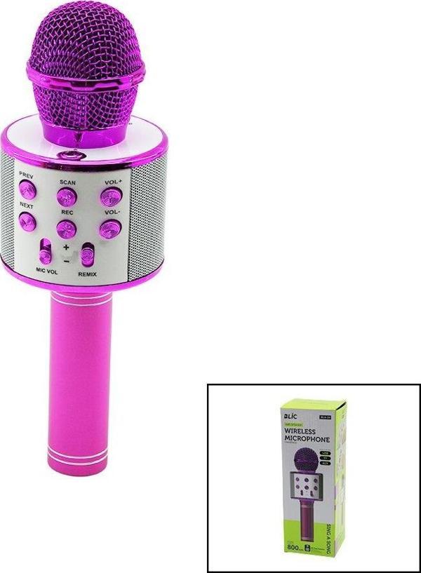WİRELESS MİKROFON KARAOKE - HOPARLÖR USB ŞARJLI USB - TF - AUX RENKLİ KROM KAPLAMA PİL:800mAh - DC 5V BLS-25 (2818) - Image 1