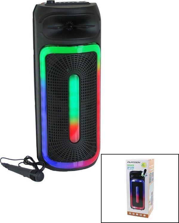 KARAOKE MİKROFONLU WİRELESS HOPARLÖR - SPEAKER IŞIKLI USB ŞARJLI DC 5V - TF - AUX8 İNÇ PL-4127 (2818) - Image 1