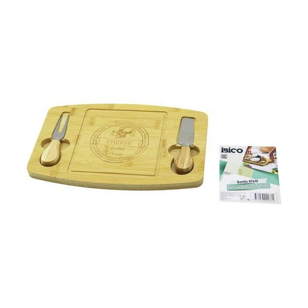 DİKDÖRTGEN - BOMBELİ KENAR2-BIÇAK=SAĞ-SOL AHŞAP BAMBUKAHVALTI PEYNİR SUNUM PANO BIÇAK=AHŞAP SAPLI19X28.7X1.4CM (2818) - Image 1