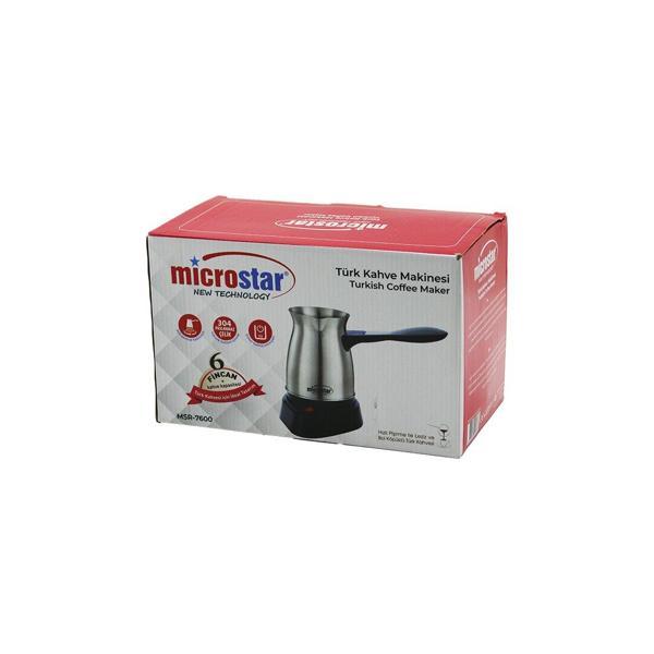 ÇELİK ELEKTRİKLİ CEZVE TÜRK KAHVE MAKİNESİ - 6 FİNCAN TAK-ÇIKAR KULP 400ML MSR-7600 (2818) - Image 1