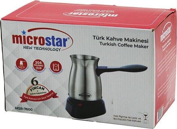 ÇELİK ELEKTRİKLİ CEZVE TÜRK KAHVE MAKİNESİ - 6 FİNCAN TAK-ÇIKAR KULP 400ML MSR-7600 (2818) - Image 1