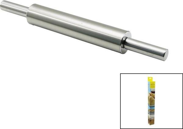 VOCEN ROLLİNG PİN ÇELİK METAL MERDANE - HAMUR RULOSU MERDANE: 25CM - SAP: 2X9CM =T.UZUNLUK:43CM (2818) - Image 1