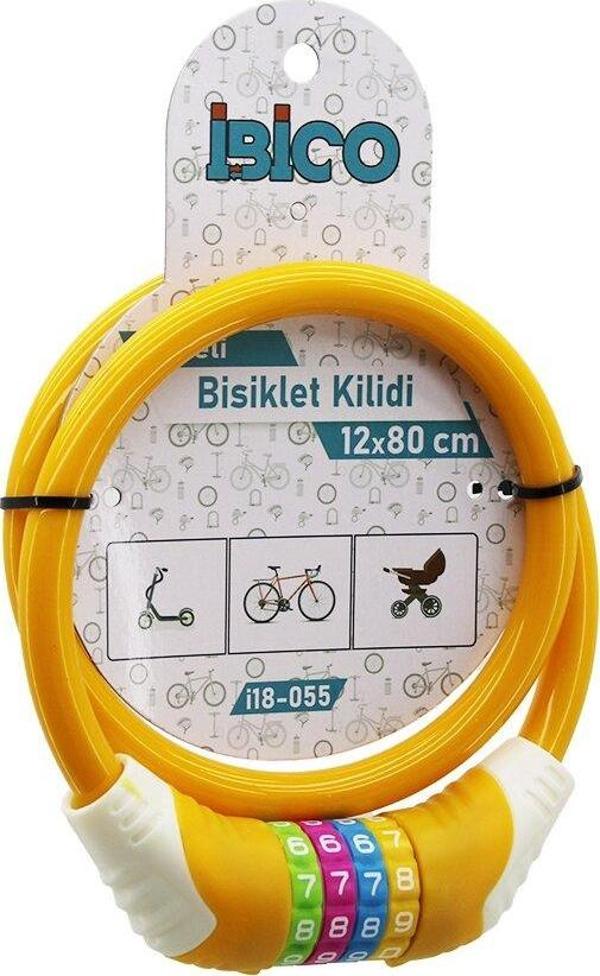 ŞİFRELİ KALIN BİSİKLET KİLİT ÇELİK TEL TURUNCU RENKLİ KILIF 12MMX80CM (2818) - Image 1