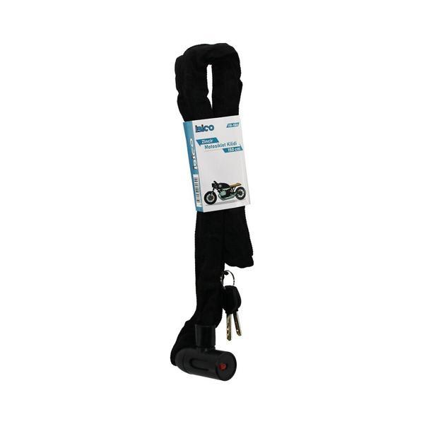 ZİNCİRLİ ANAHTARLI  MOTOR - BİSİKLET KİLİT BEZ KILIFLI AÇ-KAPA KİLİT KAPAK 150CM (2818) - Image 1